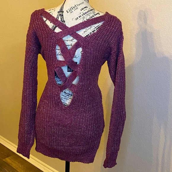 NWT Entro Magenta Scoop Neck Oversized Sweater - Size Small - Picture 5 of 6